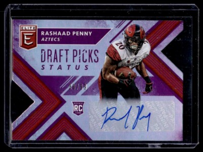 2018 Panini Elite Draft Picks Autographs Status Die Cut Purple Rashaad Penny