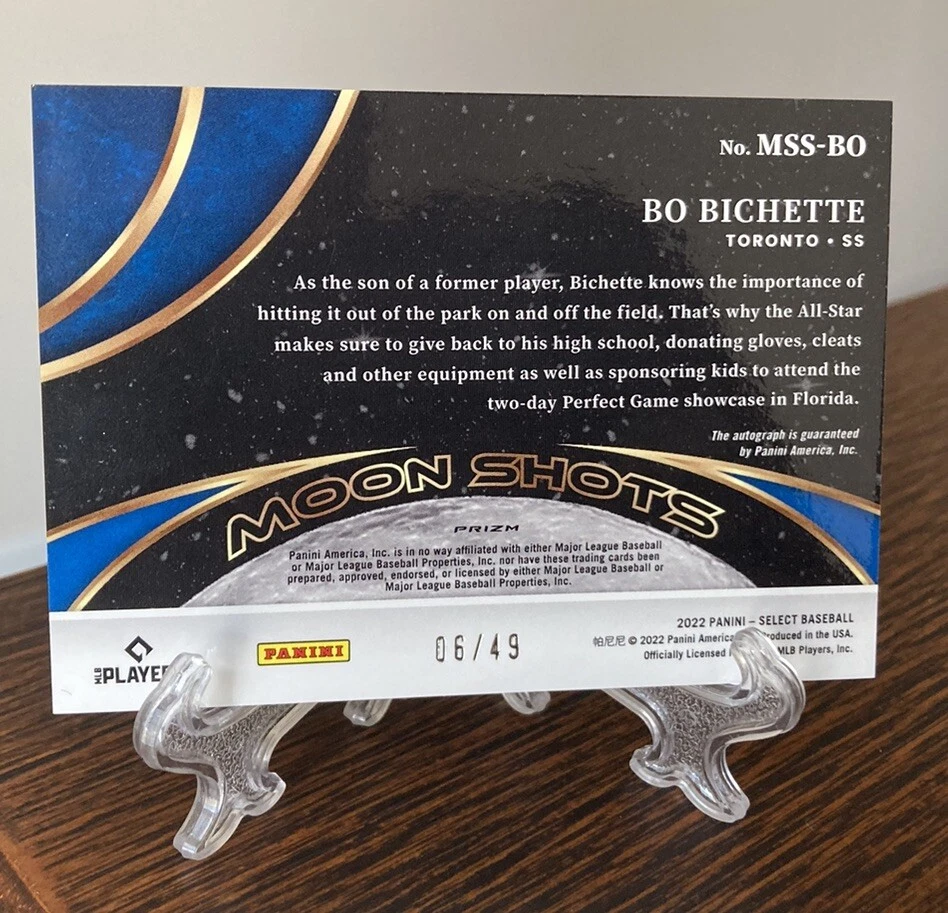 2022 Select Prizm #MSSBO Bo Bichette MOON SHOTS Auto /49 RARE SSP NM+ - Image 2 of 4