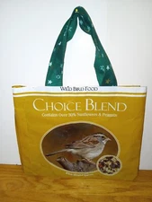 Reusable Upcycled Bag Wild Bird SPARROW Sunflower Seed Farm Grocery Gift  Tote