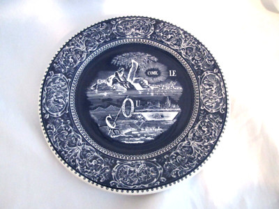 GIEN LES DEPAREILLES Blue Coaster dessert plate. Handmade. France. 8 5/8''