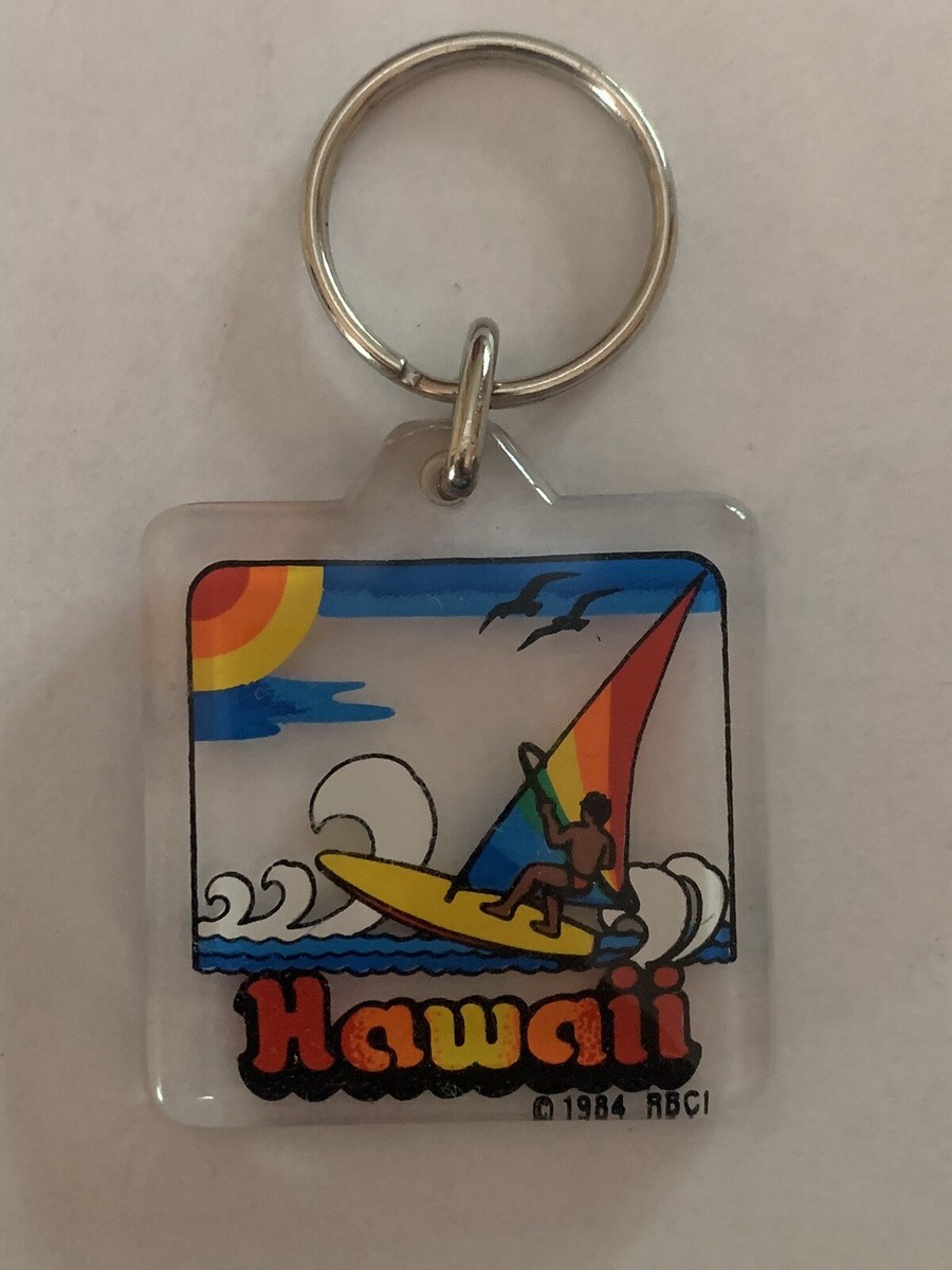 Vintage HAWAII Surf Beach Wave 1980's Keychain Key Chain Fob