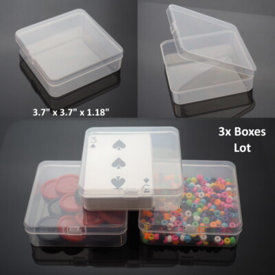 3PCS Small Plastic Storage Boxes Container Square Box Beads Coins Screws  Jewelry