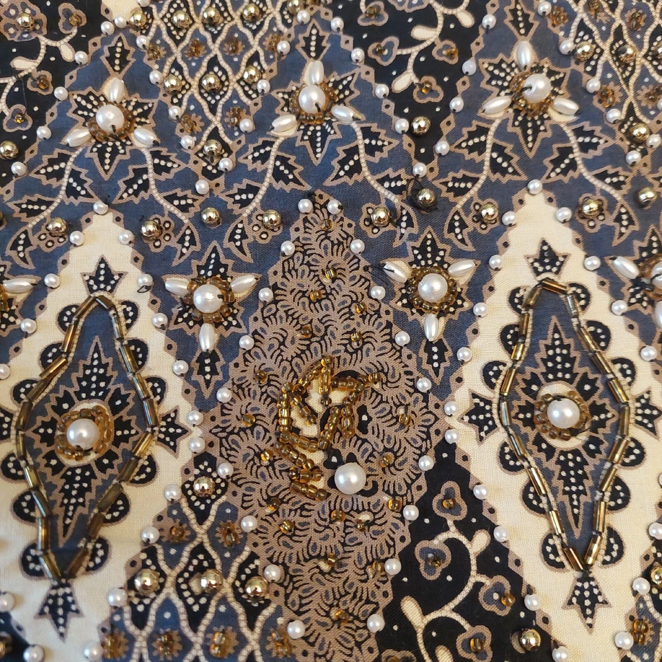 Dalin Plus Vintage Beaded Vest Diamond Pattern Ethnic 80's Prom Formal Size 1X - Image 4 of 4