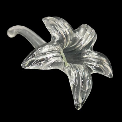 Unique Blown Glass Lily Bud Vase Flower Shape Clear Long Tube