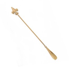 23" Long Handle Shoehorn Brass Fleur di Lis Top