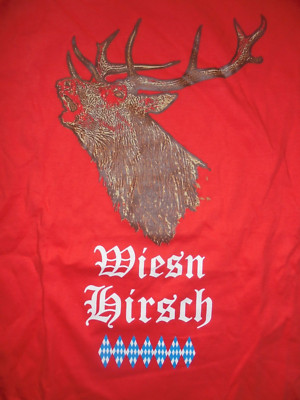 Stooker Herrren Tshirt rot Oktoberfest Wiesn Hirsch Größe L Neu!