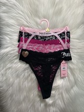 JUICY COUTURE Thong Panties 5Pk Lace Logo Underwear Size XL NWT