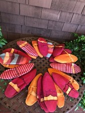 20 Pair Moroccan Slippers 7 In Orange,8 In Red,3 Maroon Striped,2 Multicolor 