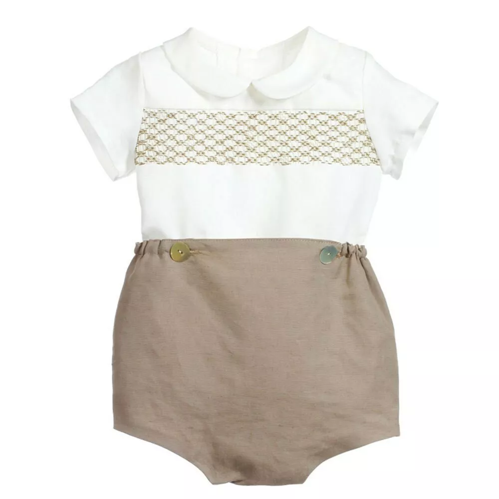 Baby boy smocked store romper suits