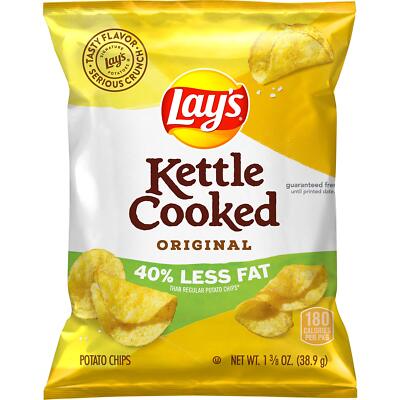 Lay's Kettle Cooked 40 Less Fat Original Potato Chips 64 Count Snack Pack