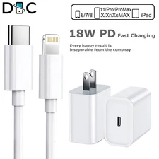 18W Fast Wall Charger USB-C Power Adapter PD + Cable Cord For iPhone 13 12 11 X