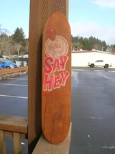 Vintage willie mays wooden skateboard 1960s sidewalk surfboard SWEET yankees say