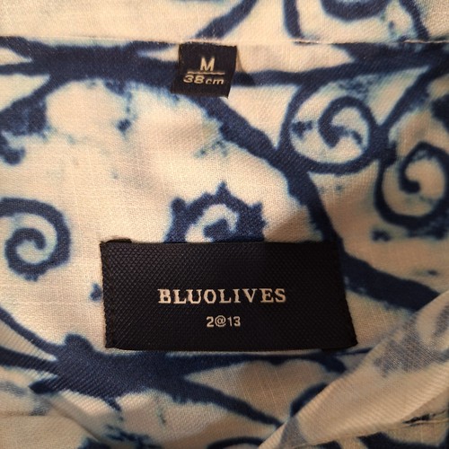 Blu Olives Pullover Shirt Mens Medium Long Sleeve 1/4 Button Up Blue White - Picture 20 of 20