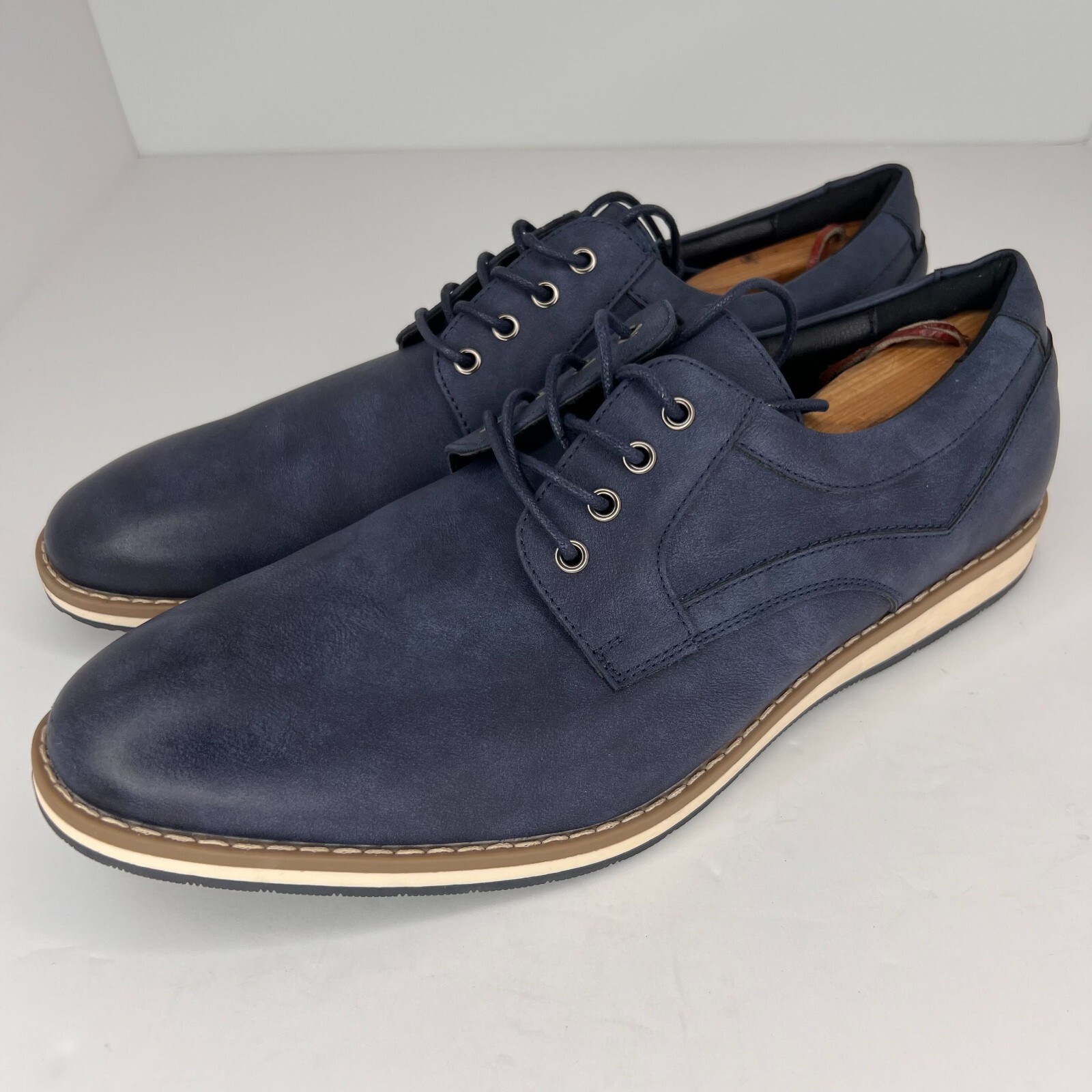 SAOLA Scarpe Oxford Mofri uomo Controy blu navy a punta nuove senza scatola stringate taglia 12