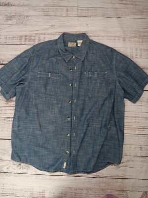 C.E. Schmidt Denim Shirt Men's XL Blue  Button-Down Short Sleeve Cotton Workwear