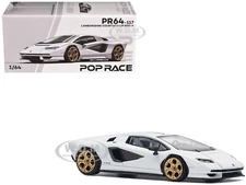 LAMBORGHINI COUNTACH LPI 800-4 WHITE 1/64 DIECAST MODEL CAR BY POP RACE PR640117