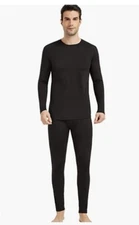 Mens Starlemon Black Long Underwear Long Johns Fleece Lined Set Small Pant Shirt