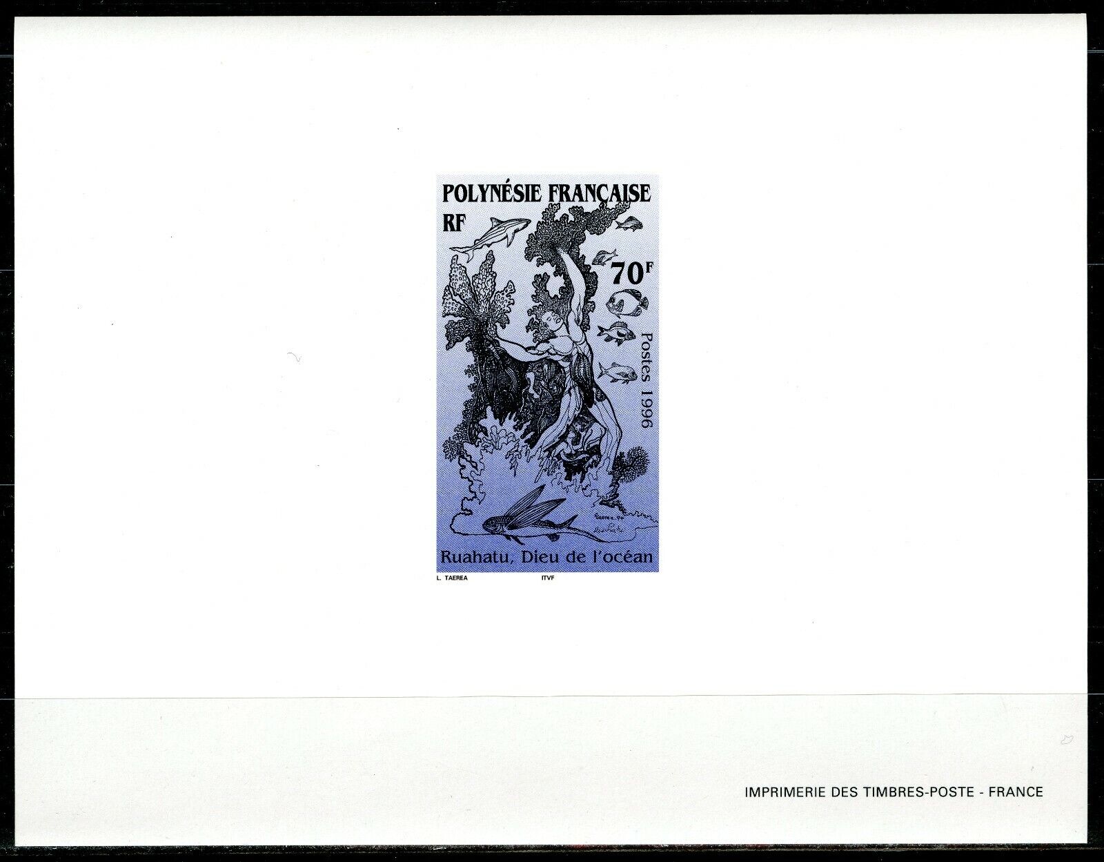 Polynésie Epreuve de Luxe Bloc feuillet gommé 1996 Yvert 517 Art du Pacifique