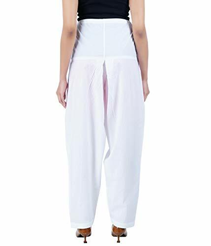 Cotton Salwar Bottom Women Patiala Regular Paint Fit Size Salwar White & Yellow - Picture 3 of 4