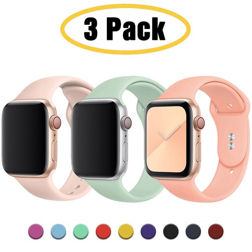 3-Pack Silicone Sport Band Strap For Apple Watch 38/40/42 44mm 7 6 5-1 iWatch SE - Picture 3 of 30