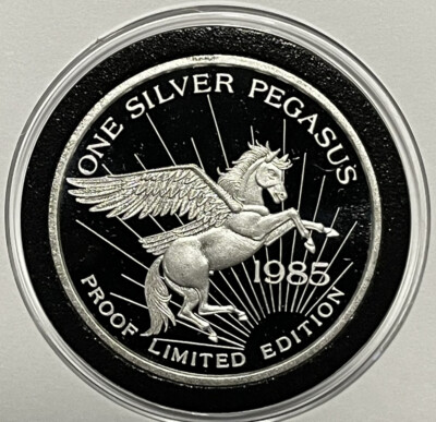 1985 Pegasus Little Rockies Montana 1 Troy Oz .999 Fine Silver