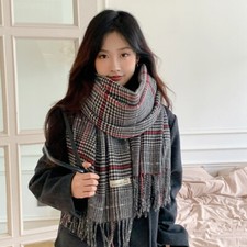 Fall Winter Women Warm Soft Vintage Houndstooth Thick Scarfs Shawls