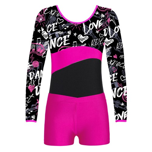 Kids Girls Sets Competition Leotard With Shorts And Hair Tie Headband Training - Bild 51 von 63