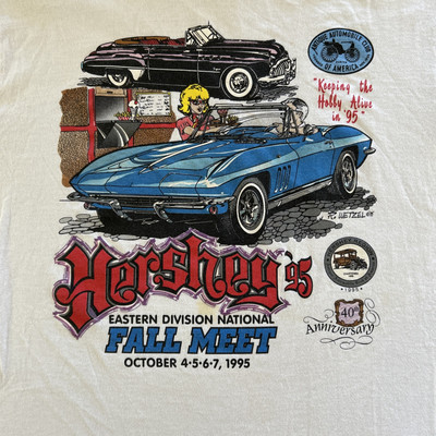 VTG 90s Hershey Shirt Mens Large White BEST Antique Auto Fall Club Meet #8249