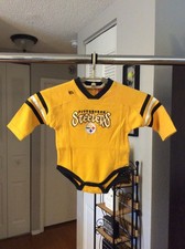 Pittsburgh Steelers Yellow Long Sleeve Embroidered One Piece Baby 6-9 Months