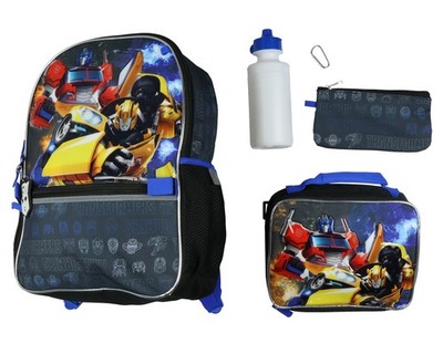 Transformers Backpack Optimus Prime and Bumblebee 5 Piece Tote Bag Set 16''