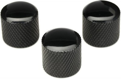 920D Custom Dome-top Knurled Metal Knobs - Black (set of 3) (5-pack) Bundle