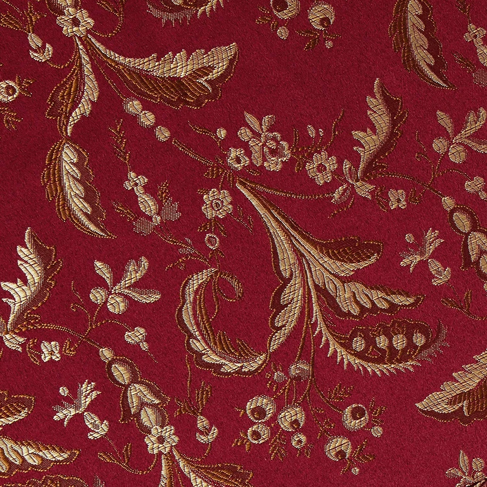Luxury Damask Floral Design, Polyester Jacquard, with Fringes, Burgundy, 60 I... - Image 4 of 4