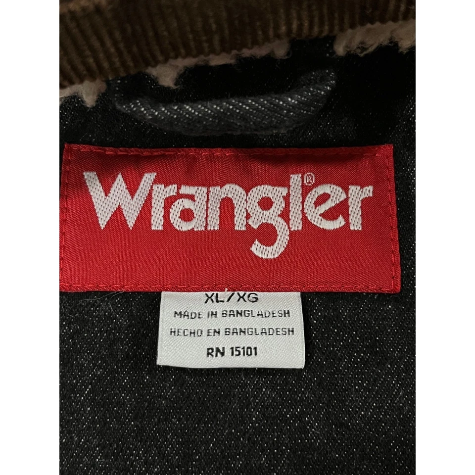 Wrangler Denim Barn Chore Field Jacket XL Black Sherpa Lined Corduroy Collar - Image 2 of 4