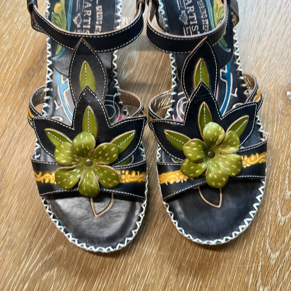 Spring Step L’Artiste Poolside Womens 39 US 8.5 Wedge Sandals Multicolor Leather - Image 3 of 4