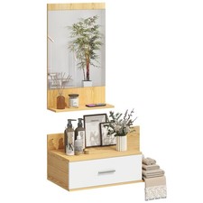 HOMCOM Set Mobili Ingresso a Parete con Cassetto, Legno Naturale