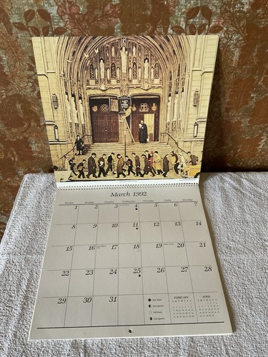 Vintage, 1992 Norman Rockwell Calendar, Boy/Girl/Dog/Bench 12”x12”x1 - Picture 4 of 4
