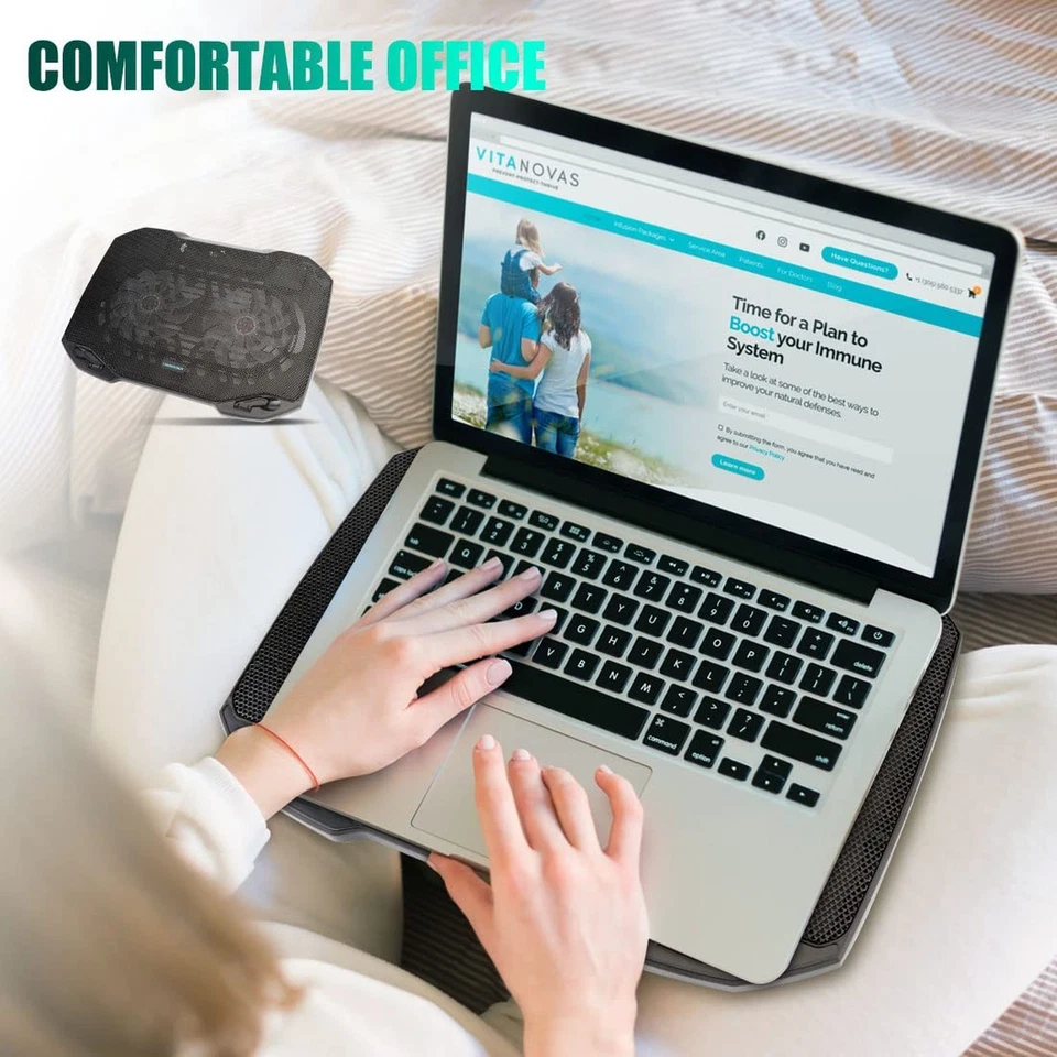 Almohadilla de enfriamiento para computadora portátil LIANGSTAR, enfriador para computadora portátil para juegos con 2 ventiladores grandes silenciosos, RGB... Foto 3 de 4