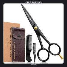 Professional Beard and Mustache Scissors with Combs and Pouch