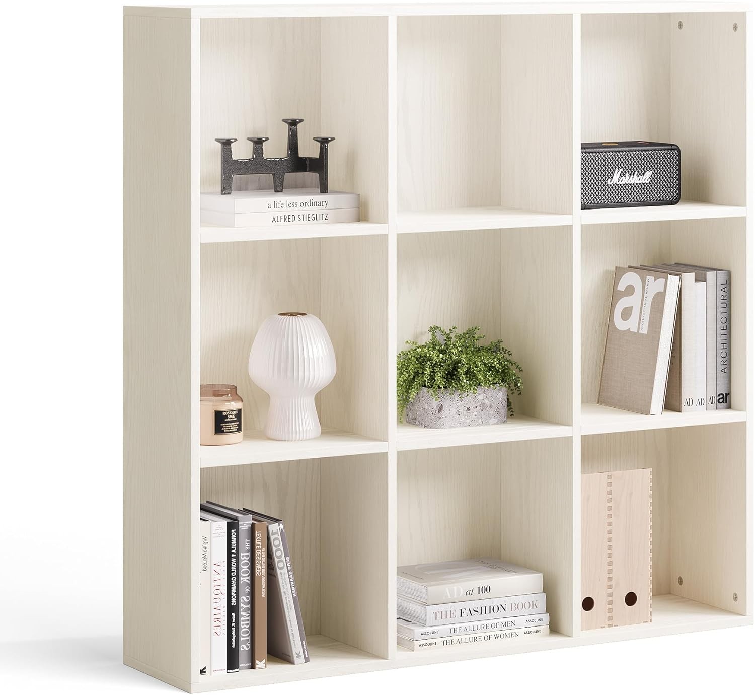Modern 3-Tier Wooden Cube Shelf Bookcase for Farmhouse Style