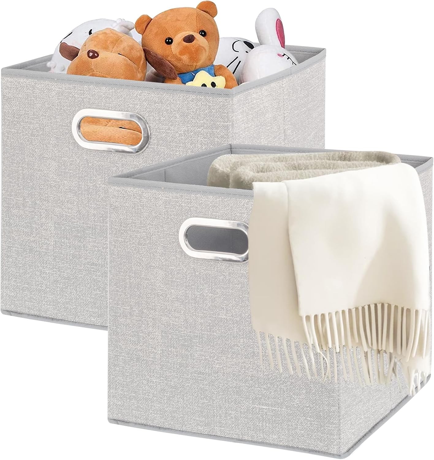 2 Pack Foldable Storage Boxes, 20L Non-Woven Fabric Storage Cubes with Handles,