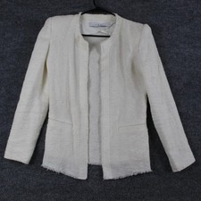 Iro Paris Blazer Women 32 Shavani White Tweed Fringe Edge Structured Jacket Chic