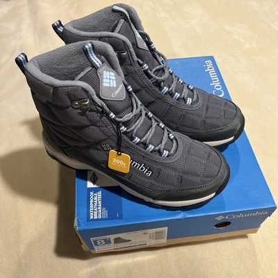 NWB Women's Columbia Firecamp Boot Fire Gray Size 8.5 200G Insulation Waterproof