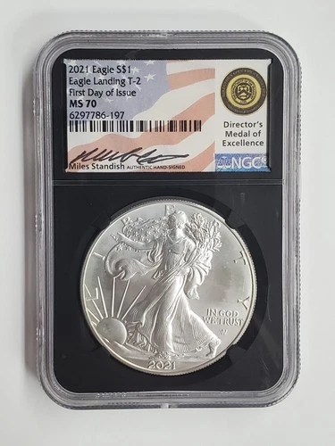 2021 American Silver Eagle Type-2 NGC MS70 FDI Miles Standish