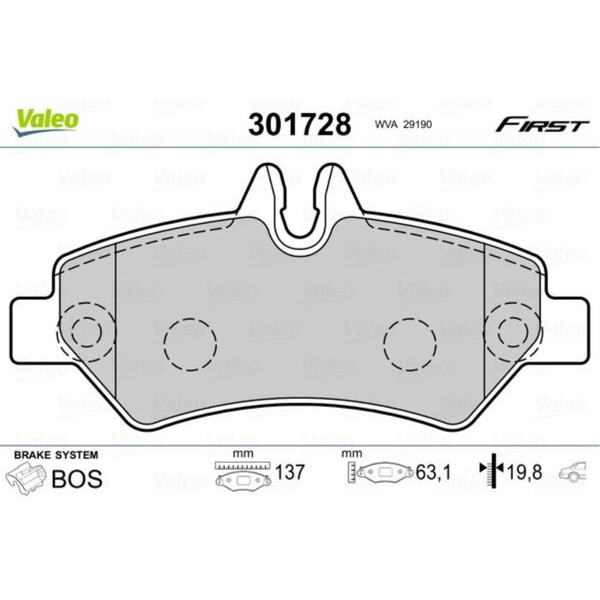 Valeo BremsbeläGe Hinten FüR Mercedes-Benz Sprinter 3-T Kasten VW Crafter-image