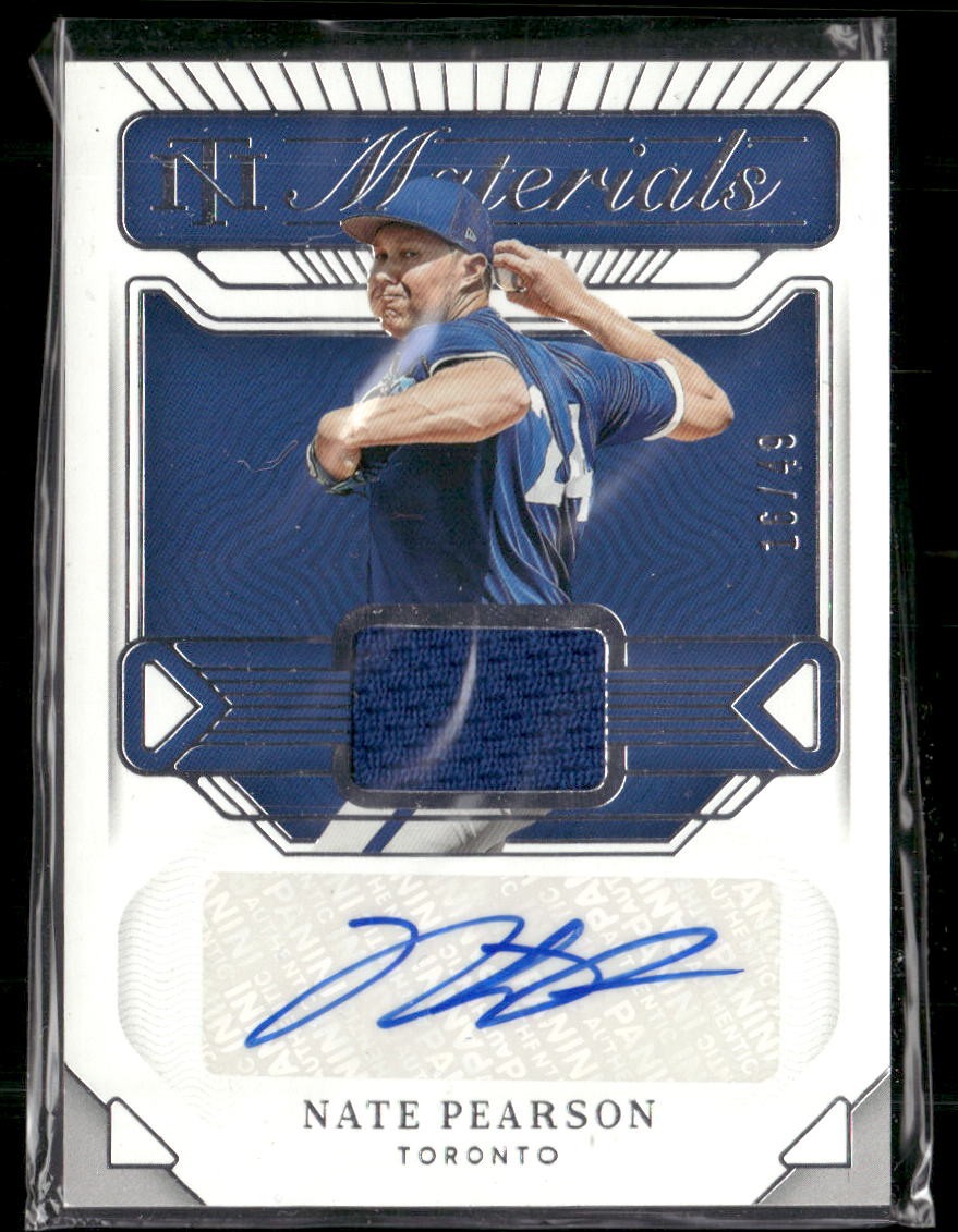 2022 Panini National Treasures #NMS-NP Nate Pearson NT Materials Signatures #/49
