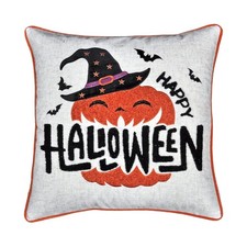 Happy Halloween Pumpkin Witch Throw Pillow 20x20 in