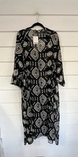 New ZARA Woman Multicolor Semi Sheer Maxi Kaftan Style Dress Beach Size XL Y919C