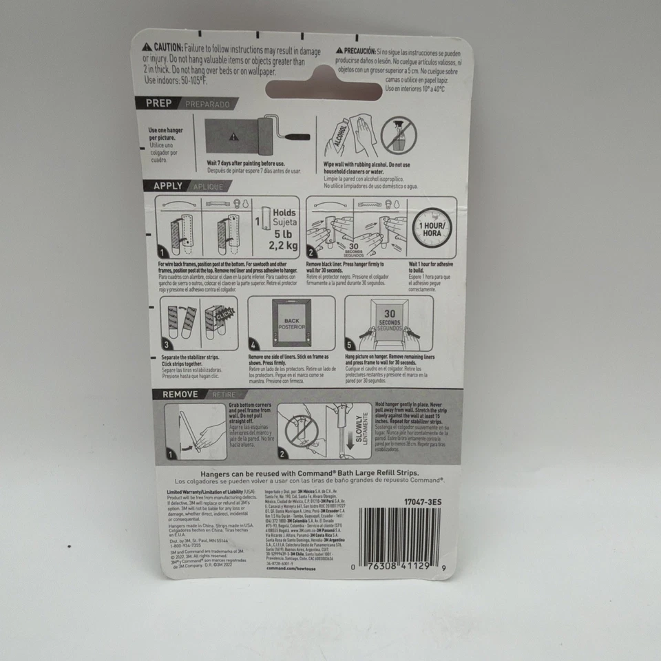 Percha universal para fotos 3M Command 17047 grande para 5 lb sin daños, 2 perchas Foto 3 de 3