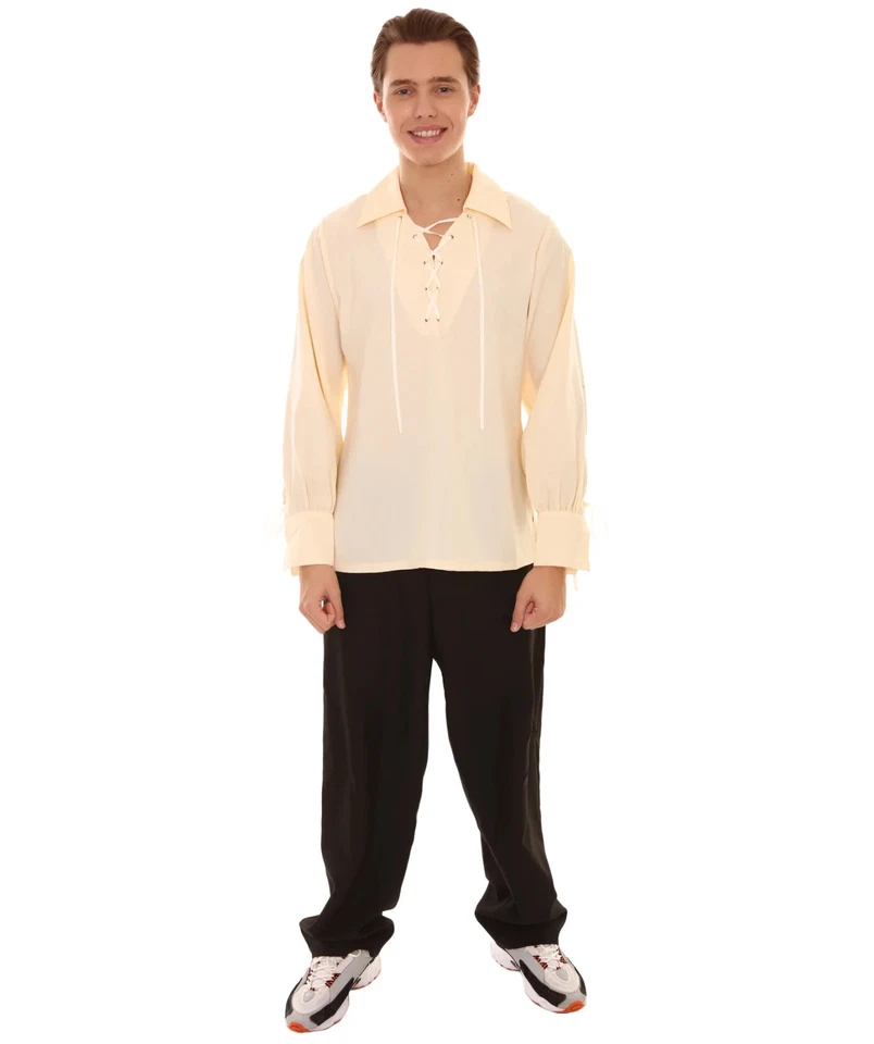 Disfraz Camisa Pirata Para Hombre Adulto Color Beige HPO Talla S M L XL - Imagen 1 de 4