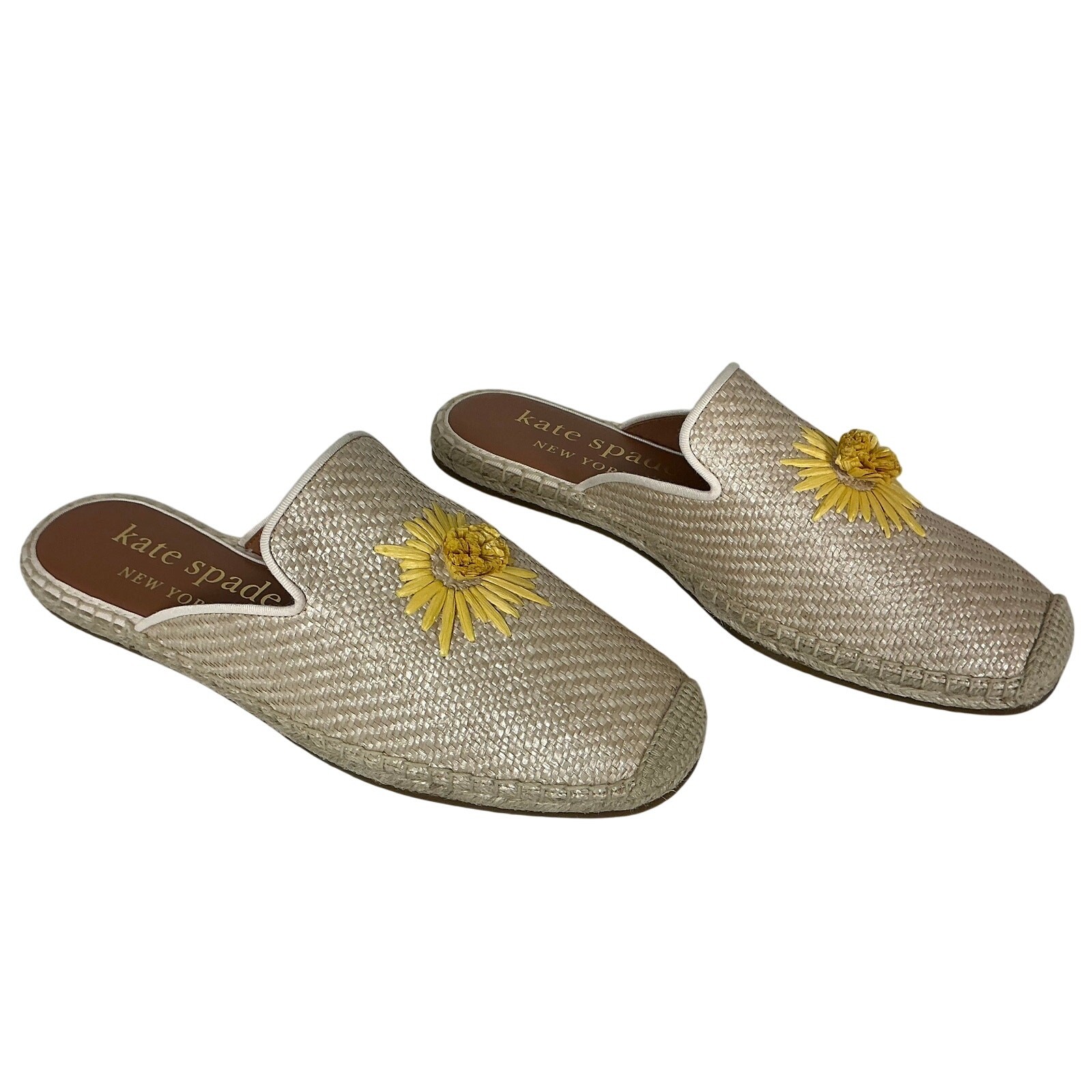 Kate Spade Women's Shoes US Size 9 Brown Raffia Straw Slip On Espadrille Slides